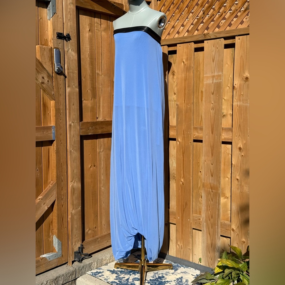 🆕 RAT & BOA 🧿 NWOT Antonie Blue Draped Maxi Dress with Leather Belt, Sz S / M - Picture 3 of 16